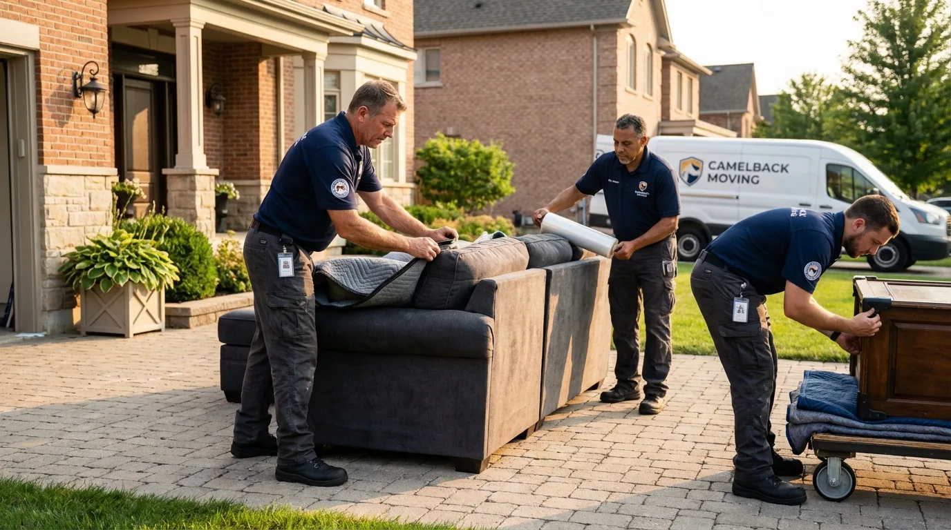 Large estate moving crew wrapping furniture in Dundee, OR