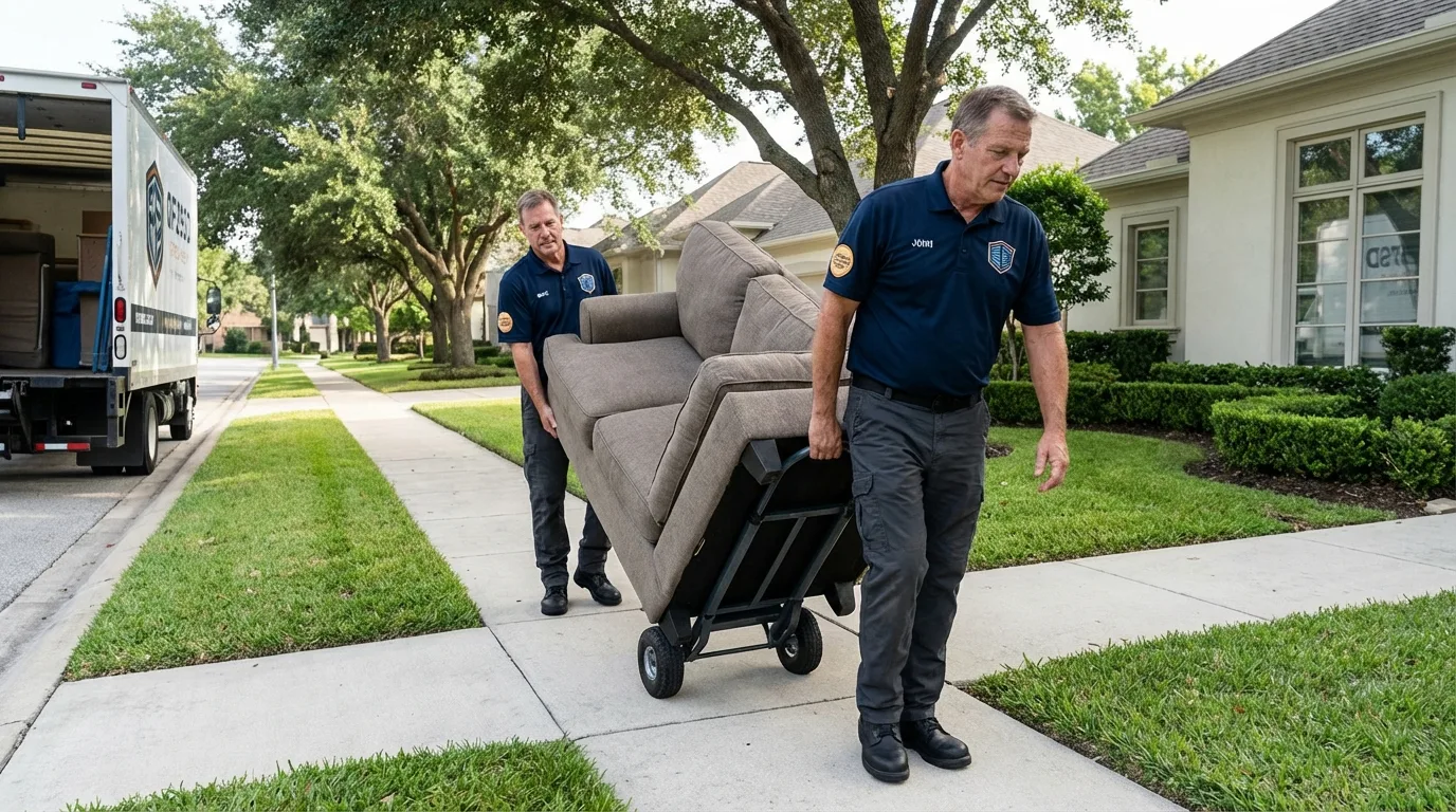 Local residential moving crew loading furniture in Dundee, OR